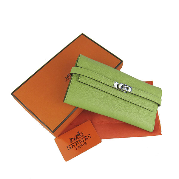 High Quality Hermes Kelly Long Clutch Bag Green H009 Replica